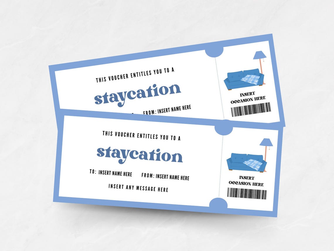 Editable Staycation Coupon Template, Custom Surprise Hotel Staycation ...