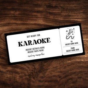 Coupon modifiable pour une soirée karaoké, modèle de billet de date karaoké personnalisé, karaoké numérique sur invitation PDF