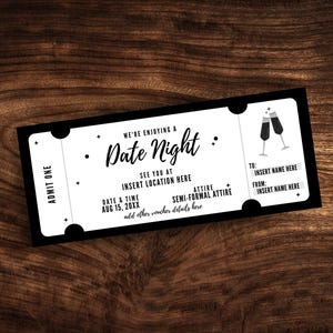 Cupón personalizado para cena sorpresa, cupón imprimible para cena sorpresa, plantilla de certificado de regalo editable en formato PDF