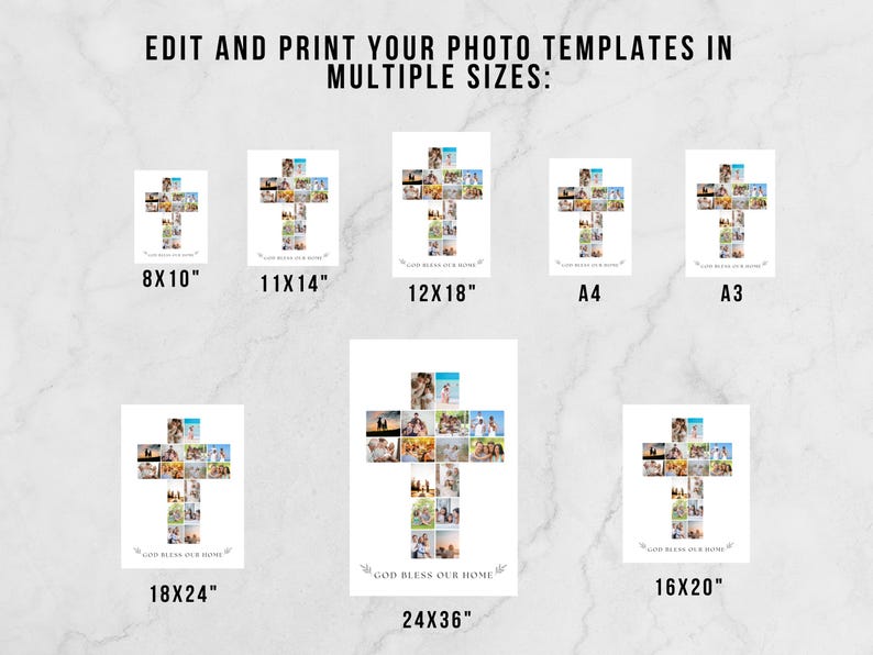 Collage Sample Cross Editable Cross Photo Collage Template, Christian Family Wall Art ...