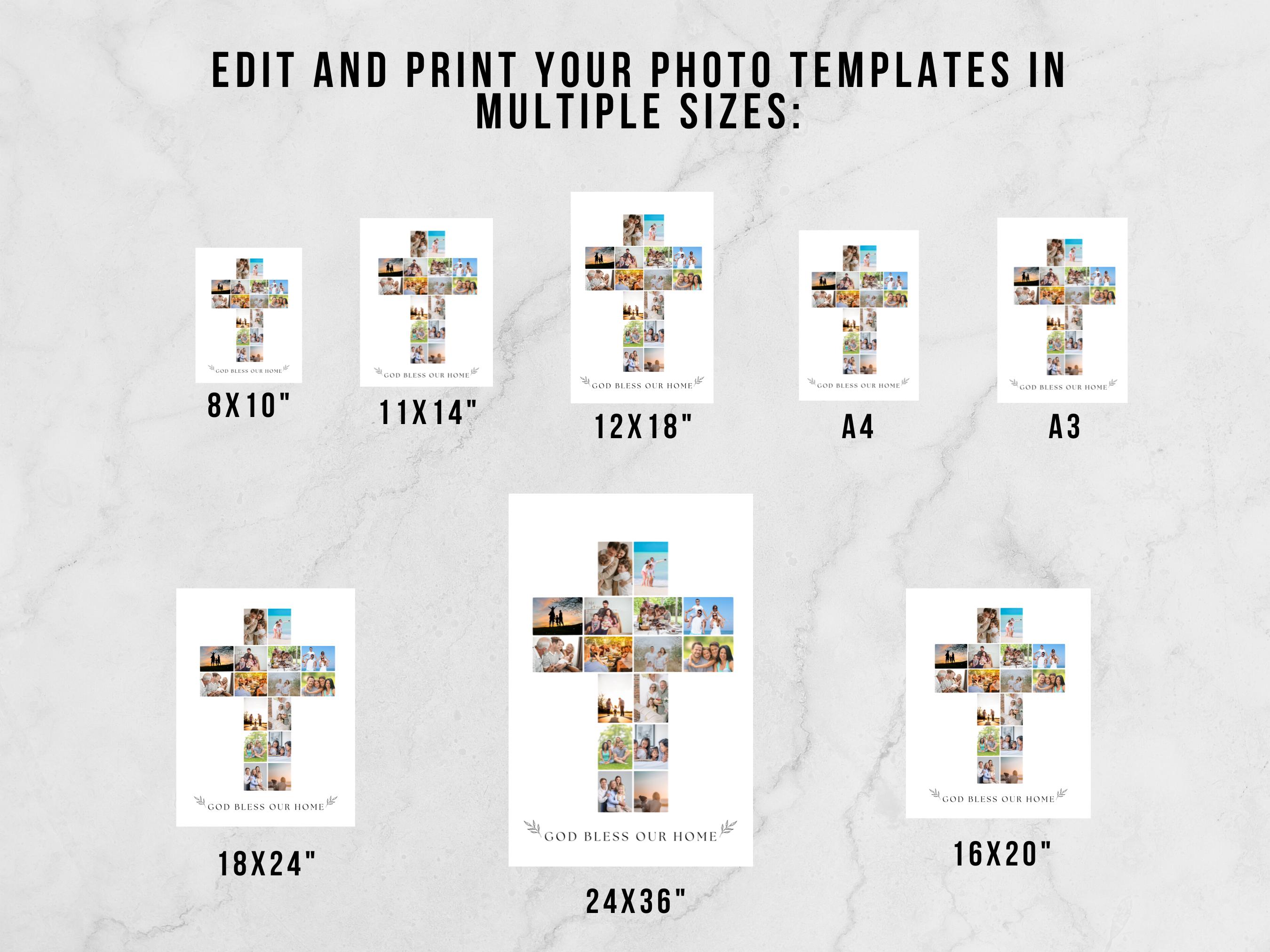 Editable Cross Photo Collage Template, Christian Family Wall Art ...