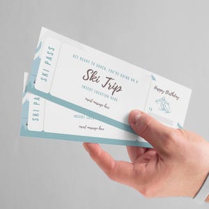 Editable Ski Lift Ticket Template Custom Ski Trip Coupon Personalized Editable Ski Lift Ticket Template Custom Ski Trip Coupon Personalized