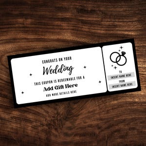 Editable Wedding Gift Certificate Template, Custom Wedding Gift Coupon, Personalized Wedding Gift Card PDF