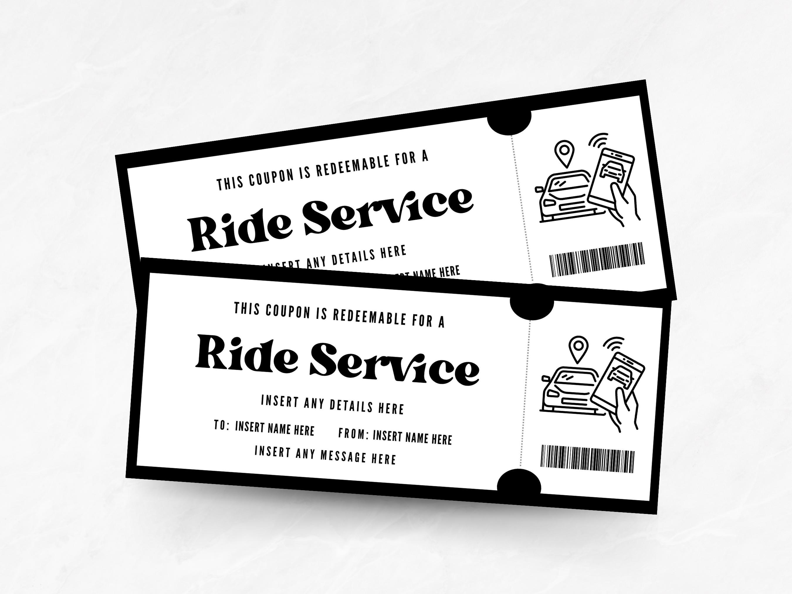 Sample Service Ticket Editable Ride Service Ticket Template, Printable Chauffeur Service ...