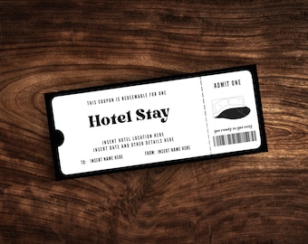 Editable Hotel Stay Coupon Template, Custom Surprise Hotel Gift Voucher, Printable Hotel Staycation Ticket PDF
