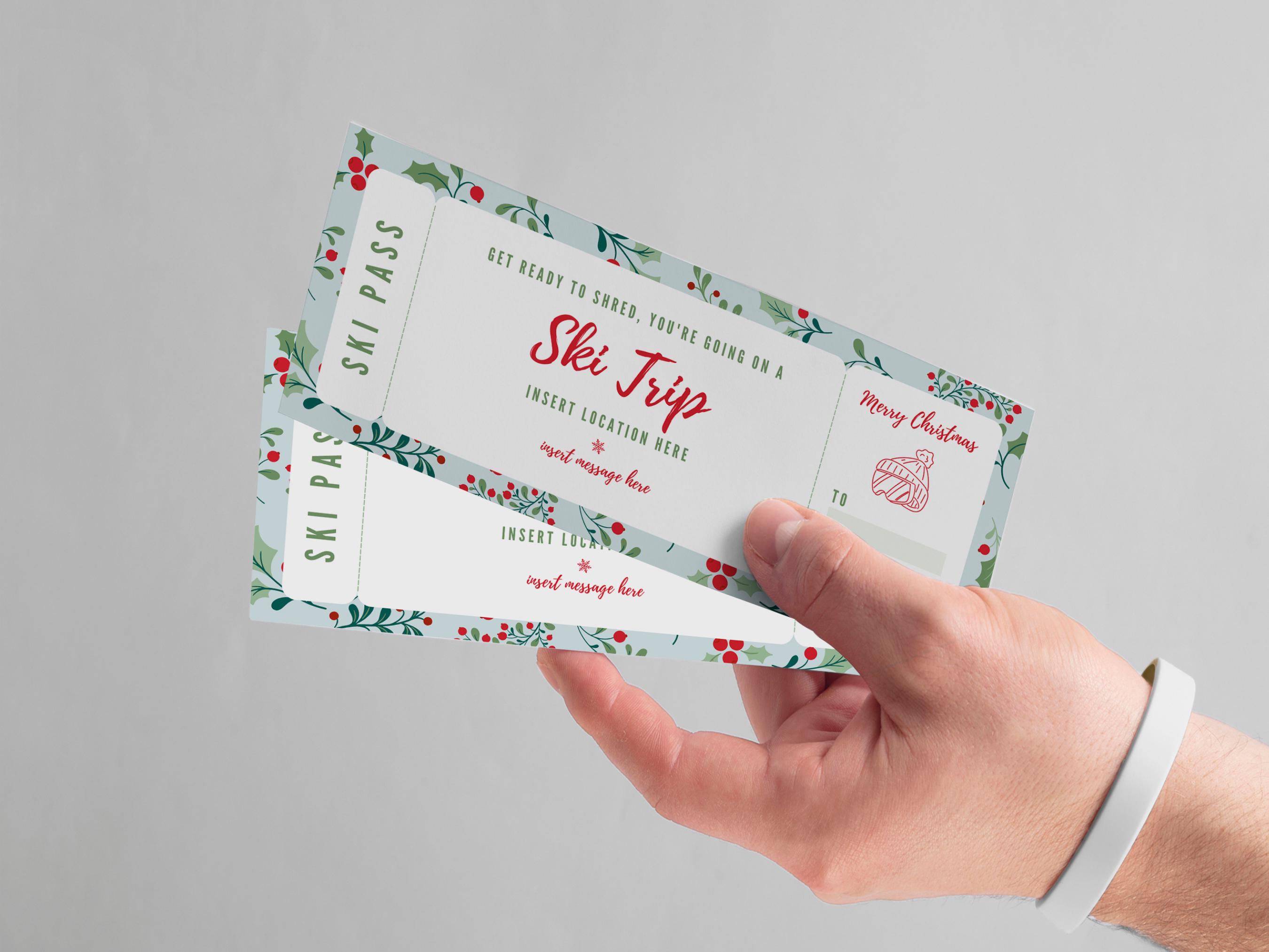Lift Ticket Example Editable Ski Lift Ticket Template, Custom Christmas Ski Trip Coupon ...