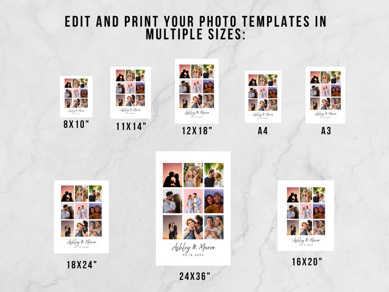 Editable Couples Photo Collage Template, Custom Wedding Anniversary ...