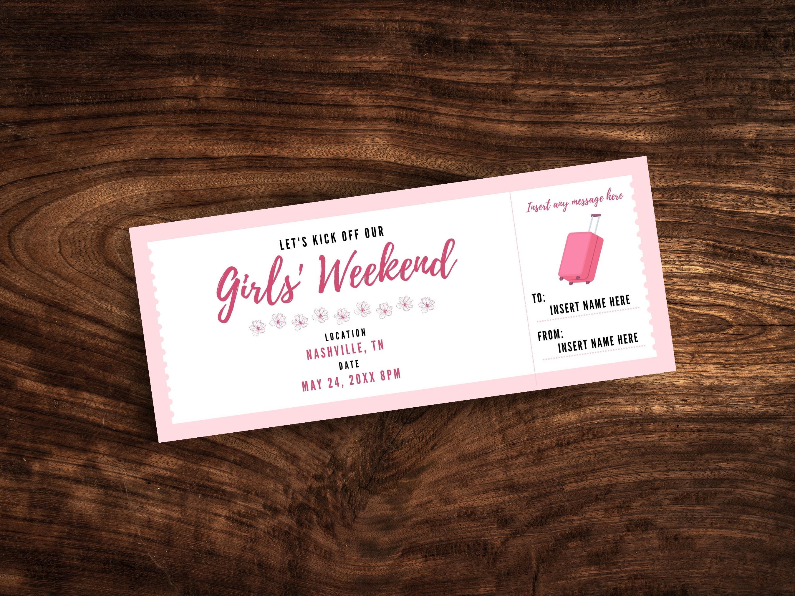Editable Girls Trip Coupon, Girls Weekend Away Voucher, Printable Girls Getaway Ticket PDF
