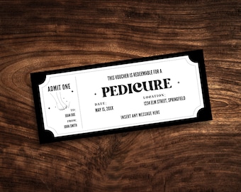 Editable Pedicure Coupon Template, Custom Pedi Ticket Gift Certificate, Surprise Nail Salon Printable Voucher PDF