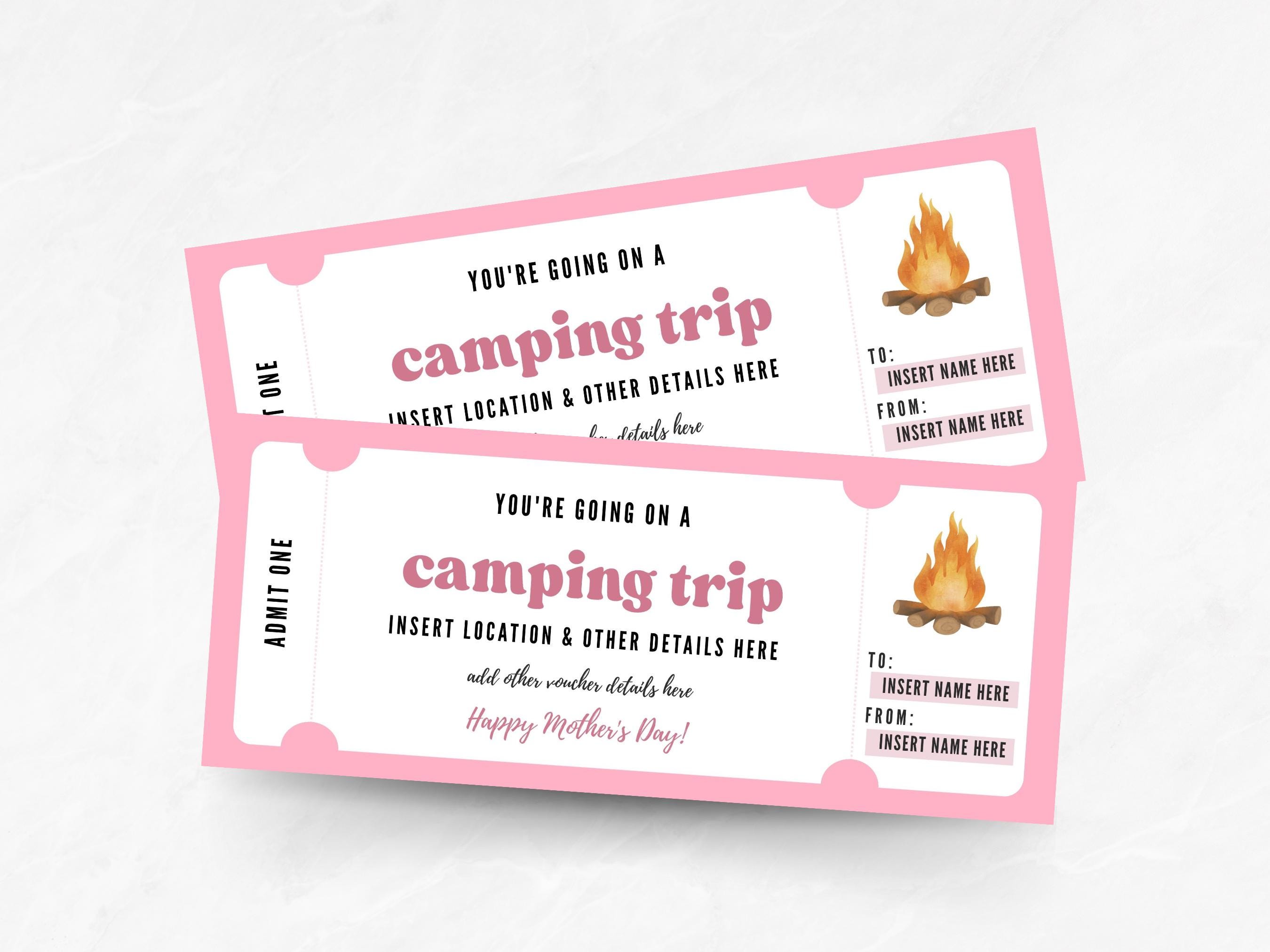 Bearbeitbare Camping Reise Coupon Vorlage, Benutzerdefinierte Camping  Gutschein, druckbare Camping Muttertag Geschenkgutschein PDF - Etsy.de