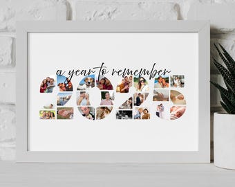 Editable Year 2025 Photo Collage Template, Custom New Year Photo Collage Printable, Digital 2025 Recap Wall Decor, Xmas Gift PDF