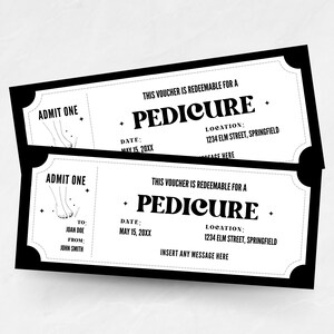 Editable Pedicure Coupon Template, Custom Pedi Ticket Gift Certificate ...