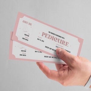 Editable Pedicure Coupon Template, Custom Pedi Ticket Gift Certificate ...