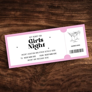 Bearbeitbare Girls Night Einladung, Girls Night Out Ticket Vorlage, druckbarer Ladies Night Coupon PDF