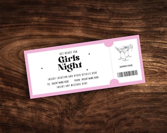 Editable Girls Night Invitation, Girls Night Out Ticket Template, Printable Ladies Night Coupon PDF
