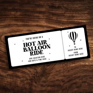 Custom Hot Air Balloon Ride Ticket Template, Editable Hot Air Balloon Coupon, Surprise Hot Air Balloon Gift Certificate Digital Download PDF