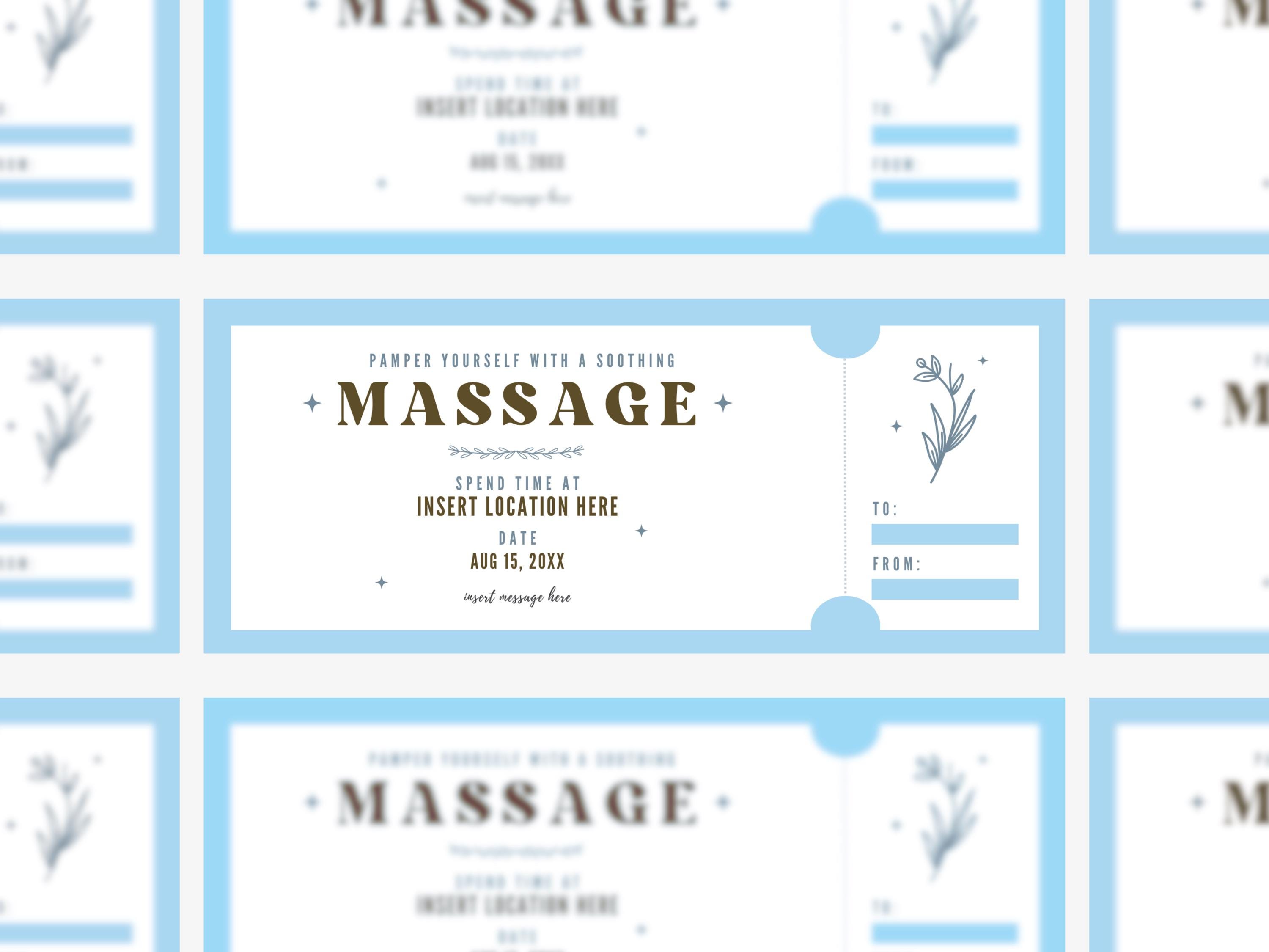 Editable Massage Gift Certificate Template, Printable Massage Coupon ...