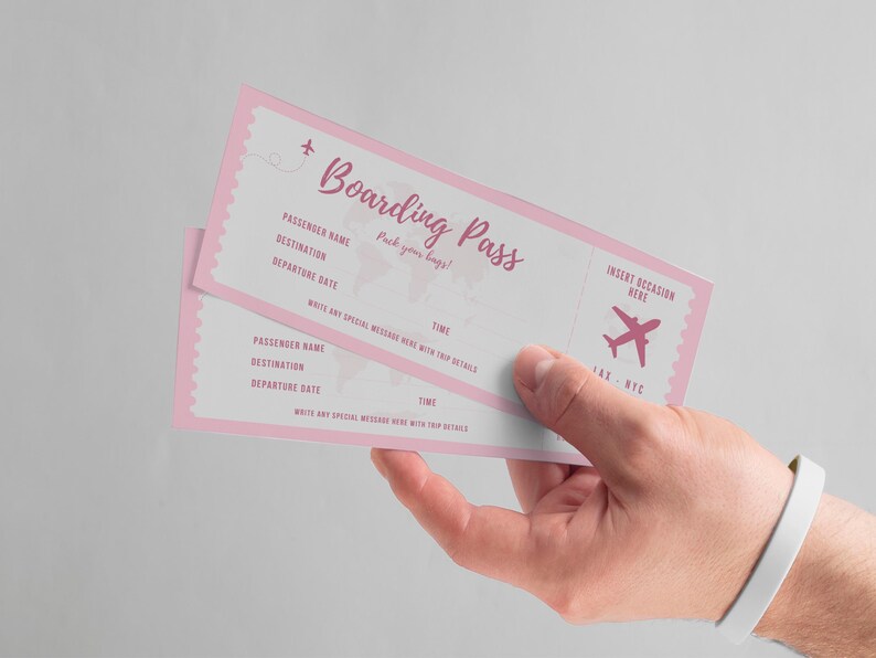 Editable Boarding Pass Template, Printable Plane Ticket, Personalized ...