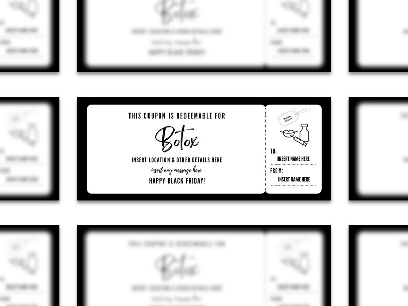 Botox Raffle Box Editable Botox Coupon Template, Custom Botox Black Friday Gift ...