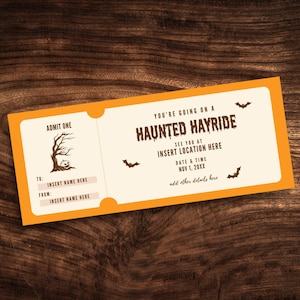 Bearbeitbarer Haunted Hayride Gutschein, benutzerdefinierte Haunted Hayride Ticketvorlage, druckbarer Spooky Autumn Geschenkgutschein PDF