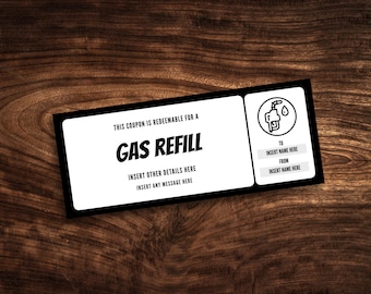 Plantilla editable de cupón de recarga de gasolina, ticket de mantenimiento de coche personalizado, certificado de regalo de gasolina imprimible en PDF