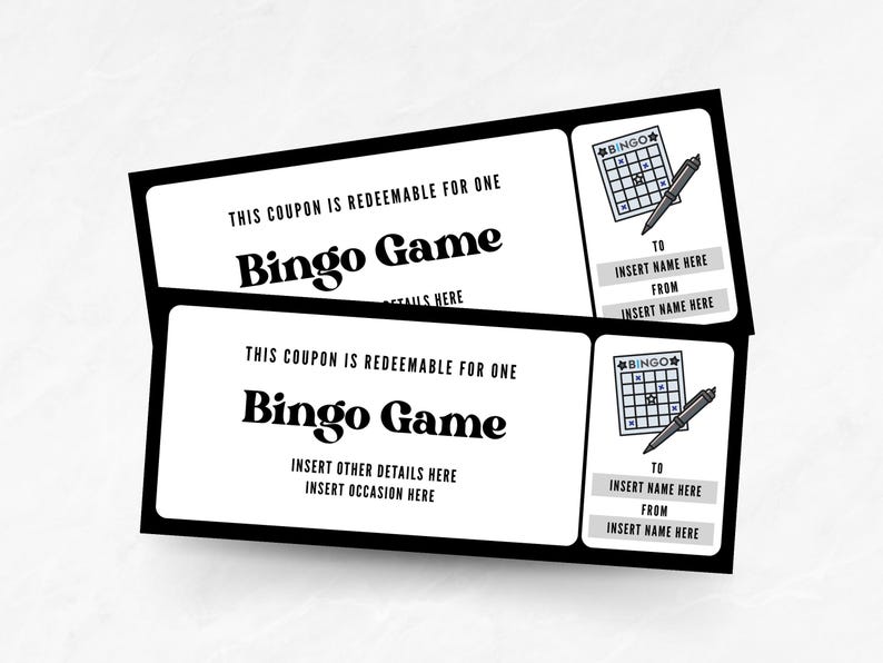 Editable Bingo Game Coupon, Custom Bingo Night Ticket Template, Digital ...