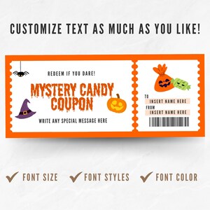 Editable Mystery Candy Coupon, Printable Trick-or-treat Template ...