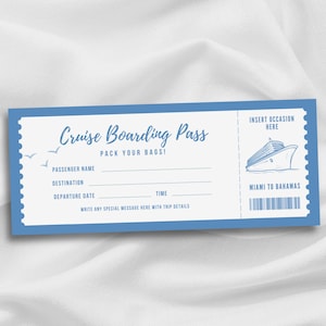 Editable Cruise Ticket, Cruise Boarding Pass Coupon, Personalized Cruise Ship Invitation PDF