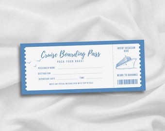 Editable Cruise Ticket, Cruise Boarding Pass Coupon, Personalized Cruise Ship Invitation PDF