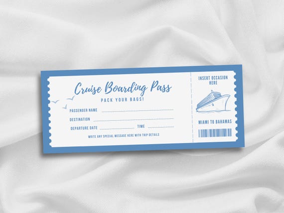 Editable Cruise Ticket, Cruise Boarding Pass Coupon, Personalized
