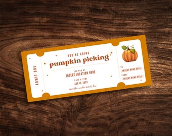 Editable Pumpkin Picking Coupon, Custom Pumpkin Patch Ticket Template, Printable Autumn Gift Certificate PDF