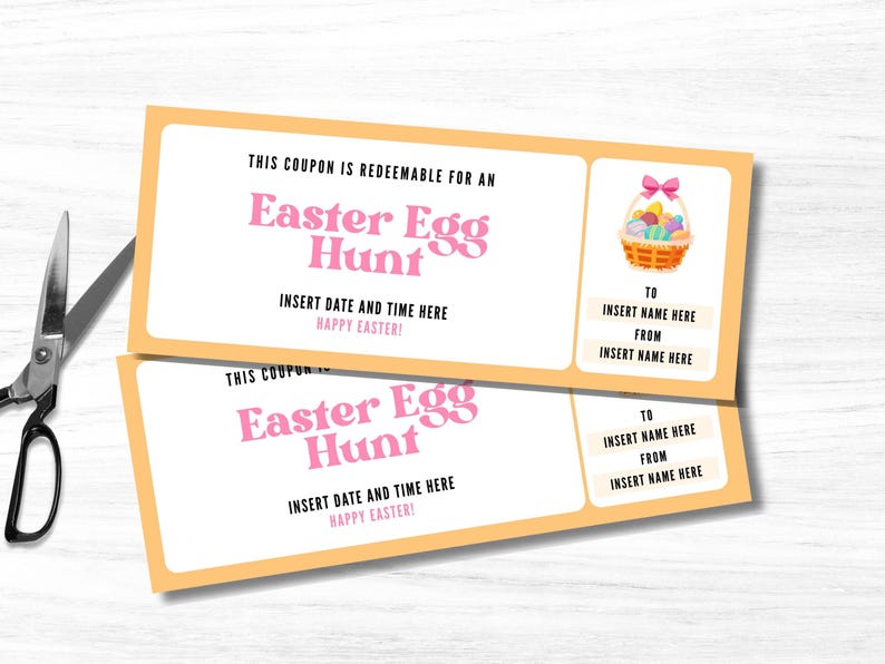 Editable Easter Egg Hunt Ticket Template, Custom Spring Easter Activity ...