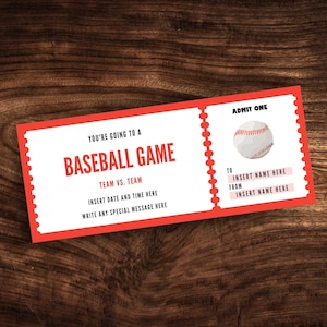 Editable Baseball Game Ticket Template, Printable Baseball Ticket ...