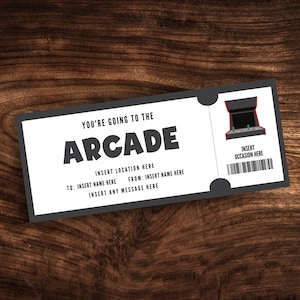 Benutzerdefinierte Arcade-Karte Vorlage, bearbeitbarer Arcade-Gutschein, Überraschungs-Einladung PDF