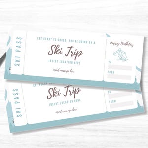 Editable Ski Lift Ticket Template Custom Ski Trip Coupon Personalized Editable Ski Lift Ticket Template Custom Ski Trip Coupon Personalized