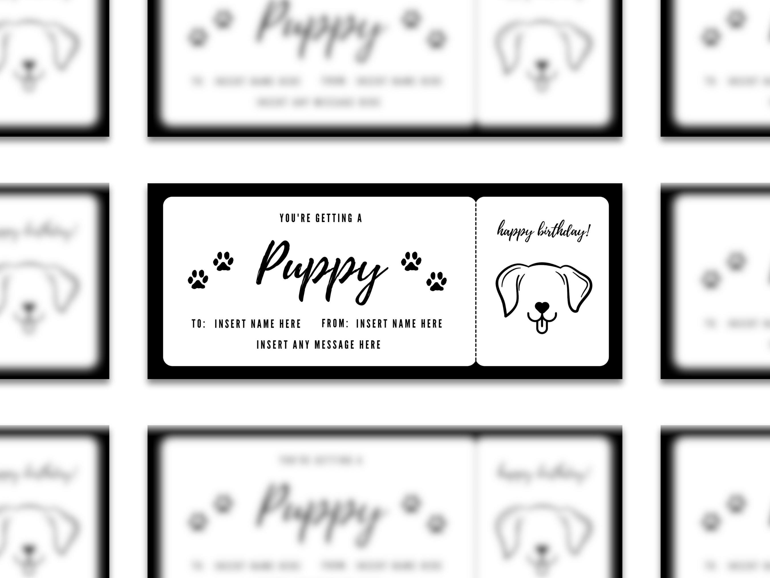 Editable New Puppy Coupon Template, Custom New Dog Ticket Template ...