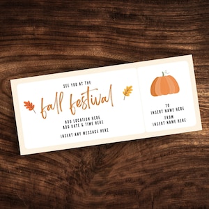 Bearbeitbare Herbstfestticketvorlage, benutzerdefinierter Erntefestcoupon, druckbarer Herbstmesse-Geschenkgutschein PDF