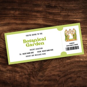 Benutzerdefinierte Botanischer Garten Ticket Vorlage, bearbeitbarer Botanischer Garten Coupon, bearbeitbarer Überraschungs-Botanischer Garten Geschenkgutschein PDF