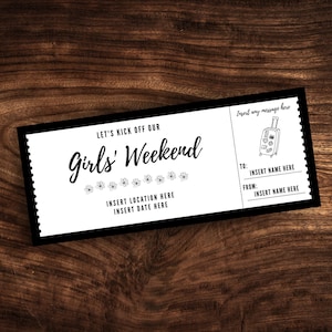 Bearbeitbarer Mädchen Reise Coupon, Mädchen Wochenende Gutschein, druckbares Mädchen Getaway Ticket PDF