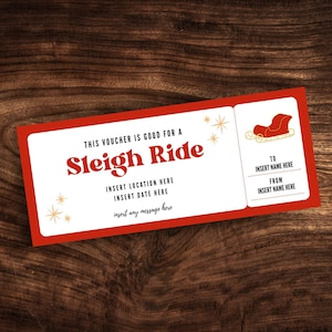 Bearbeitbare Schlittenfahrt Ticketvorlage, benutzerdefinierte Weihnachtsschlittenfahrt Coupon, personalisierte Schlittenfahrt des Weihnachtsmanns Einladung PDF