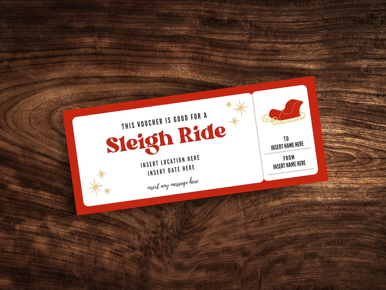 Editable Sleigh Ride Ticket Template, Custom Christmas Sleigh Ride ...