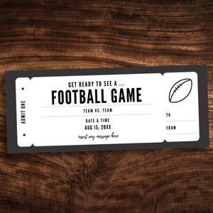 Bearbeitbare Fußballspielticket-Vorlage, druckbare Fußballticket, Überraschungs-Sportevent-Geschenkgutschein PDF