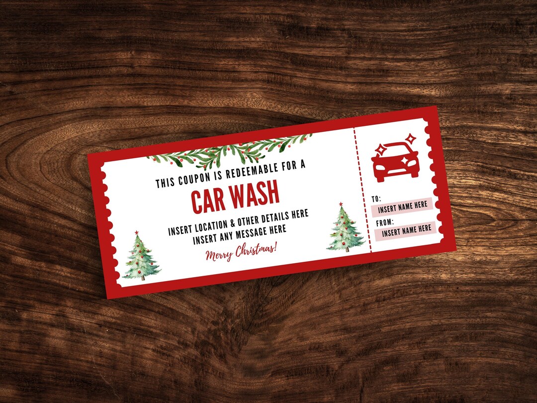 Editable Car Wash Coupon Template, Custom Car Wash Ticket, Printable