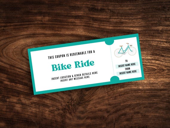 Editable Bike Ride Coupon Template, Custom Bicycle Ride Voucher, Printable  Mountain Bike Trip Ticket Template PDF - Etsy