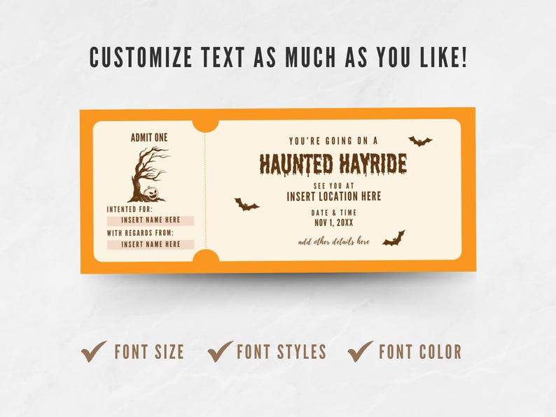 Editable Haunted Hayride Coupon, Custom Haunted Hayride Ticket Template