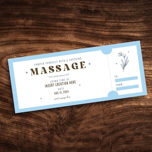 Bearbeitbare Massage Geschenkgutscheinvorlage, druckbare Massage Coupon, Massage Geschenkgutschein PDF