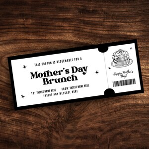 Bearbeitbare Muttertags-Brunch-Kartenvorlage, benutzerdefinierte Muttertags-Brunch-Einladung, druckbarer Überraschungs-Brunch-Coupon für Mama PDF