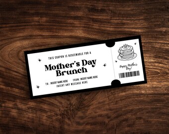 Bearbeitbare Muttertags-Brunch-Kartenvorlage, benutzerdefinierte Muttertags-Brunch-Einladung, druckbarer Überraschungs-Brunch-Coupon für Mama PDF