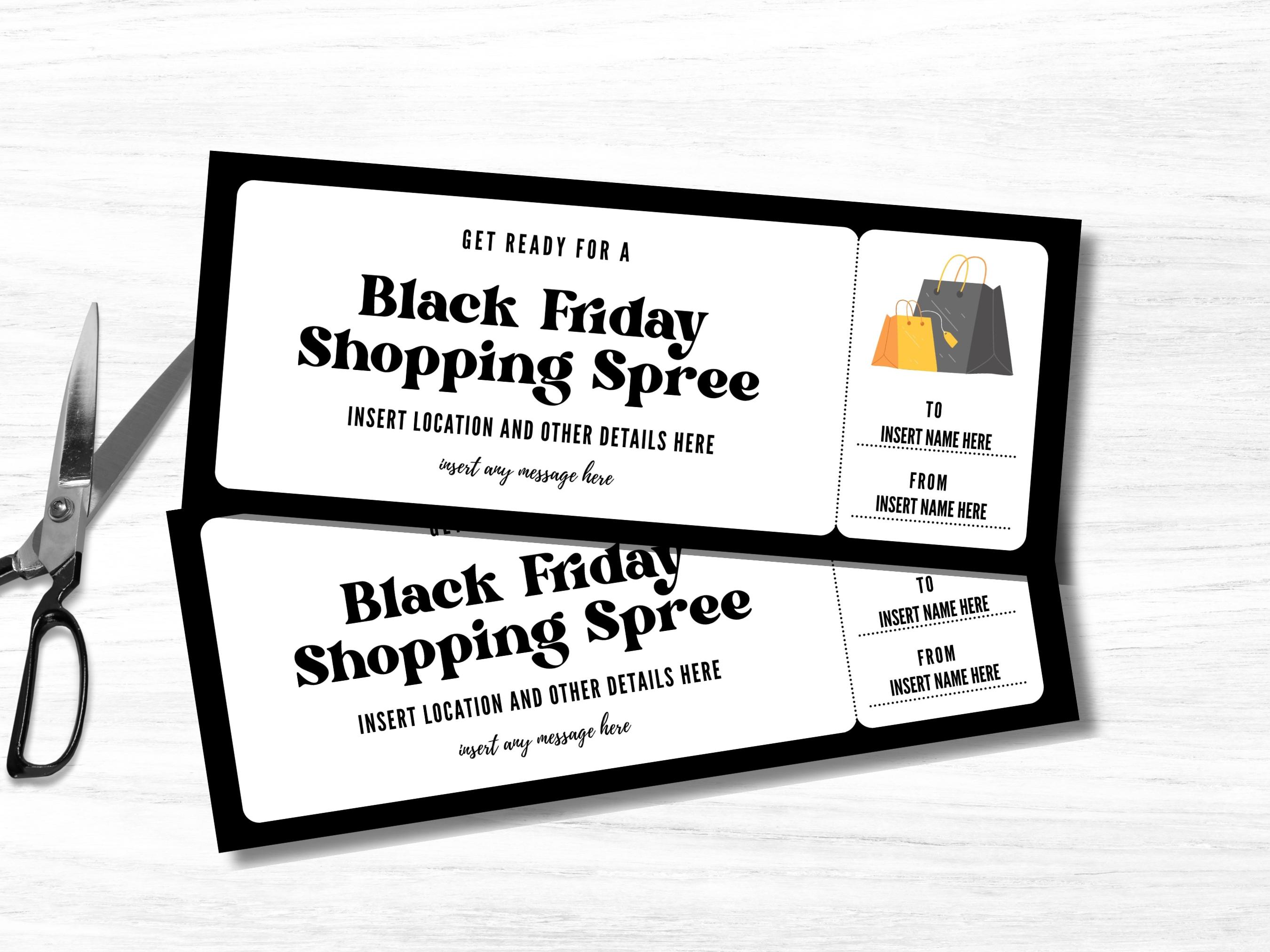 Editable Black Friday Shopping Spree Coupon Template, Custom Black ...