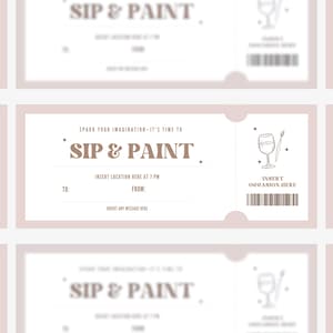 Printable Sip and Paint Party Coupon Template, Editable Wine and Paint ...